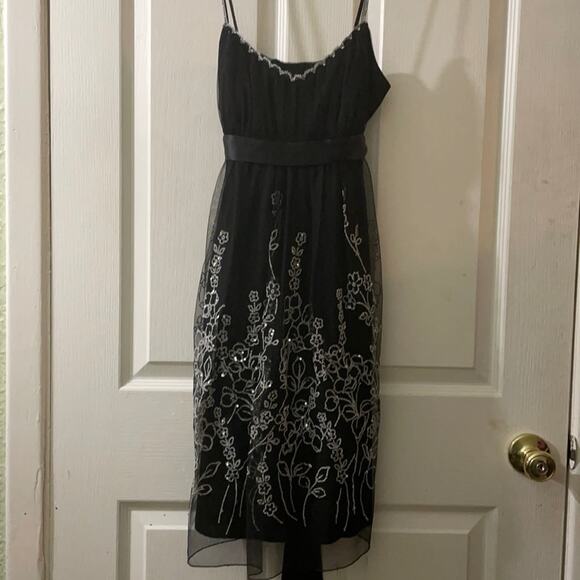 Black spaghetti strap beaded sequins babydoll dress size M - Picture 1 of 7